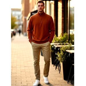 Agave Designer Mens Rust Brown 1/4 Zip Thermal Top - Size XXL